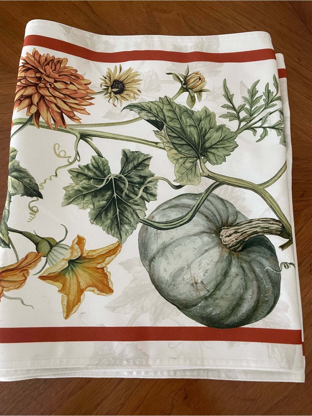 NWT Williams Sonoma Harvest Pumpkin Patch Table Runner 16" x 108" Fall Print - Picture 7 of 12